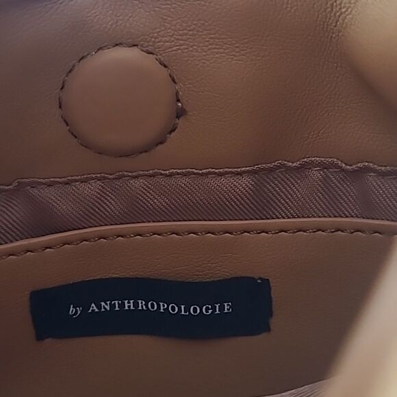 Anthropologie Small Shoulder Bag Chain Crossbody Shoulder Strap Gold Camel Tan - Picture 16 of 16